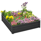 Outsunny 4' x 4' x 1' Galvanized Metal Raised Garden Bed, Dark Gray