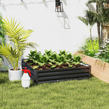 Outsunny 4' x 4' x 1' Galvanized Metal Raised Garden Bed, Dark Gray