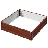 Outsunny 4' x 4' x 1' Galvanized Metal Raised Garden Bed, Brown