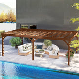 Outsunny 12' x 20' Wooden Pergola, Brown