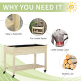 Outsunny 47" x 21" Elevated Wooden Planter Bed with Lockable Wheels, Storage Shelf, Filter Fabric & Drainage Holes, Natural
