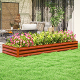Outsunny 8' x 3' x 1' Galvanized Metal Raised Garden Bed, Brown
