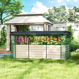 Outsunny 7.5' x 3.5' x 2' Galvanized Metal Raised Garden Bed with Crop Cage and Shade Cloth, Cream