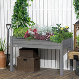 Outsunny 48" x 22" x 30" Wooden Elevated Planter Bed with Filter Fabric and Drainage Holes, Dark Gray