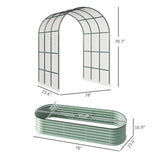 Outsunny Raised Garden Beds Set with Arch Trellis, Climbing Net, 2 - 6.5 x 2 ft Galvanized Planter Boxes, Light Green