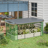 Outsunny 7.5' x 3.5' x 1' Galvanized Metal Raised Garden Bed with Crop Cage and Shade Cloth, Cream