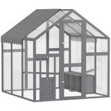 PawHut 5.5' x 6' x 6' Large Wooden Chicken Coop with Waterproof & Anti-UV Cover, 6-8 Chickens