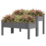 Outsunny 3.5' x 1.5' Wooden Elevated Planter Bed, 2-Tier, Gray