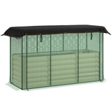 Outsunny 6' x 2' x 2' Galvanized Metal Raised Garden Bed with Crop Cage and Shade Cloth, Cream