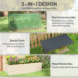 Outsunny 7.5' x 3.5' x 2' Galvanized Metal Raised Garden Bed with Crop Cage and Shade Cloth, Cream