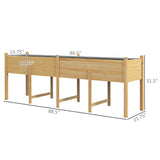 Outsunny 7.4' x 1.8' x 2.6' Elevated Wooden Planter Bed with Bed Liner & Drain Holes, Natural