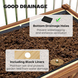 Outsunny 47" x 22" x 31.5" Elevated Planter Bed with Storage Shelf, Drainage Holes and Liner, Brown