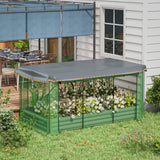 Outsunny 7.5' x 3.5' x 1' Galvanized Metal Raised Garden Bed with Crop Cage and Shade Cloth, Green