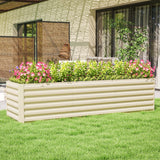 Outsunny 8' x 2' x 2' Galvanized Metal Raised Garden Bed, Cream