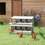 PawHut Chicken Nesting Box, 8 Compartment Wood Laying Boxes for Chicken Coop with Egg Collection Trays Perches