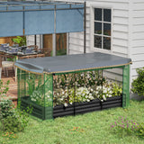 Outsunny 7.5' x 3.5' x 1' Galvanized Metal Raised Garden Bed with Crop Cage and Shade Cloth, Dark Gray