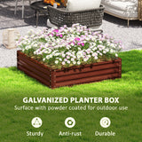 Outsunny 4' x 4' x 1' Galvanized Metal Raised Garden Bed, Brown
