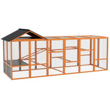 PawHut 141.75" x 48" x 61" Wooden Chicken Coop & Run for 6 - 10 Chickens, Hen House Add-On with Storage, Perches, Natural