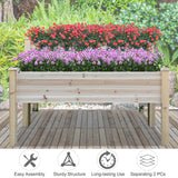 Outsunny 3.5' x 1.5' Wooden Elevated Planter Bed, 2-Tier, Natural
