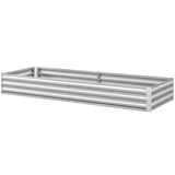 Outsunny 8' x 3' x 1' Galvanized Metal Raised Garden Bed, Silver