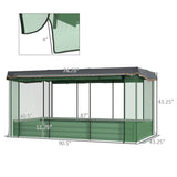 Outsunny 7.5' x 3.5' x 1' Galvanized Metal Raised Garden Bed with Crop Cage and Shade Cloth, Green