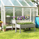 Outsunny 3.5' x 1.5' Wooden Elevated Planter Bed, 2-Tier, Gray