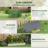 Outsunny 7.5' x 3.5' x 1' Galvanized Metal Raised Garden Bed with Crop Cage and Shade Cloth, Cream
