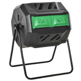 Outsunny Tumbling Compost Bin, Dual Chamber Rotating Composter, 43 Gallon, Green