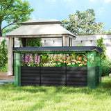 Outsunny 7.5' x 3.5' x 2' Galvanized Metal Raised Garden Bed with Crop Cage and Shade Cloth, Dark Gray