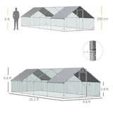 PawHut 10' x 26' x 6.5' Steel Frame Chicken Run with Waterproof and Anti-UV Cover, Lockable Door