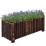Outsunny 48" x 20" x 18" Raised Planter Box from Split Logs with Drainage Holes