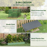 Outsunny 7.5' x 3.5' x 1' Galvanized Metal Raised Garden Bed with Crop Cage and Shade Cloth, Green