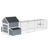PawHut 156" Extra Large Wooden Chicken Coop with 2 Nesting Boxes, Run Cage, Waterproof Wave Roof, for 10-15 Chickens, Light Gray