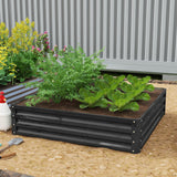 Outsunny 4' x 4' x 1' Galvanized Metal Raised Garden Bed, Dark Gray
