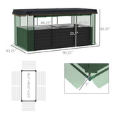 Outsunny 7.5' x 3.5' x 2' Galvanized Metal Raised Garden Bed with Crop Cage and Shade Cloth, Dark Gray