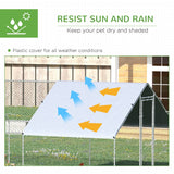 PawHut 10' x 26' x 6.5' Steel Frame Chicken Run with Waterproof and Anti-UV Cover, Lockable Door