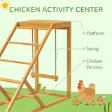 PawHut Chicken Activity Play Structure With Chicken Perches & Hen Ladder, Natural
