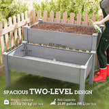 Outsunny 3.5' x 1.5' Wooden Elevated Planter Bed, 2-Tier, Gray