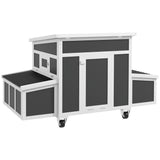 PawHut Portable Wooden Chicken Coop with Nesting Box for 6 Chickens, Dark Gray
