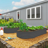 Outsunny 7' x 3' x 1' Raised Garden Bed Set, with Metal Plant Stakes, Dark Gray