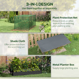Outsunny 7.5' x 3.5' x 1' Galvanized Metal Raised Garden Bed with Crop Cage and Shade Cloth, Dark Gray