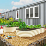 Outsunny 7' x 3' x 1' Raised Garden Bed Set, with Metal Plant Stakes, Cream