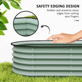 Outsunny Raised Garden Beds Set with Arch Trellis, Climbing Net, 2 - 6.5 x 2 ft Galvanized Planter Boxes, Light Green