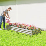 Outsunny 8' x 3' x 1' Galvanized Metal Raised Garden Bed, Silver
