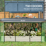 Outsunny 7.5' x 3.5' x 1' Galvanized Metal Raised Garden Bed with Crop Cage and Shade Cloth, Cream