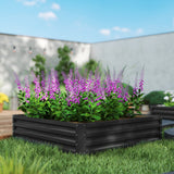 Outsunny 4' x 4' x 1' Galvanized Metal Raised Garden Bed, Dark Gray