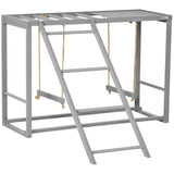 PawHut Chicken Activity Play Structure With Swing Set, Multiple Perches & Hen Ladder, Gray