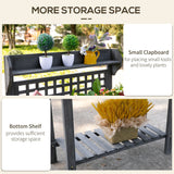 Outsunny 39" Wooden Potting Table with Sliding Tabletop, Dry Sink, Storage Shelf, Gray