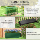 Outsunny 6' x 2' x 2' Galvanized Metal Raised Garden Bed with Crop Cage and Shade Cloth, Green