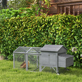 PawHut 96.5" Portable Chicken Coop for 2 - 4 Chickens, With Henhouse, Run, Nesting Box, Wheels, Gray